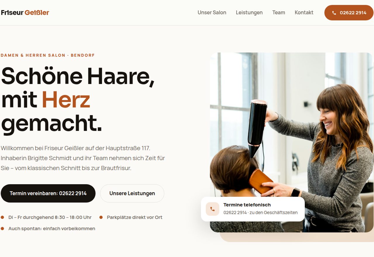 Beispiel Website Friseursalon