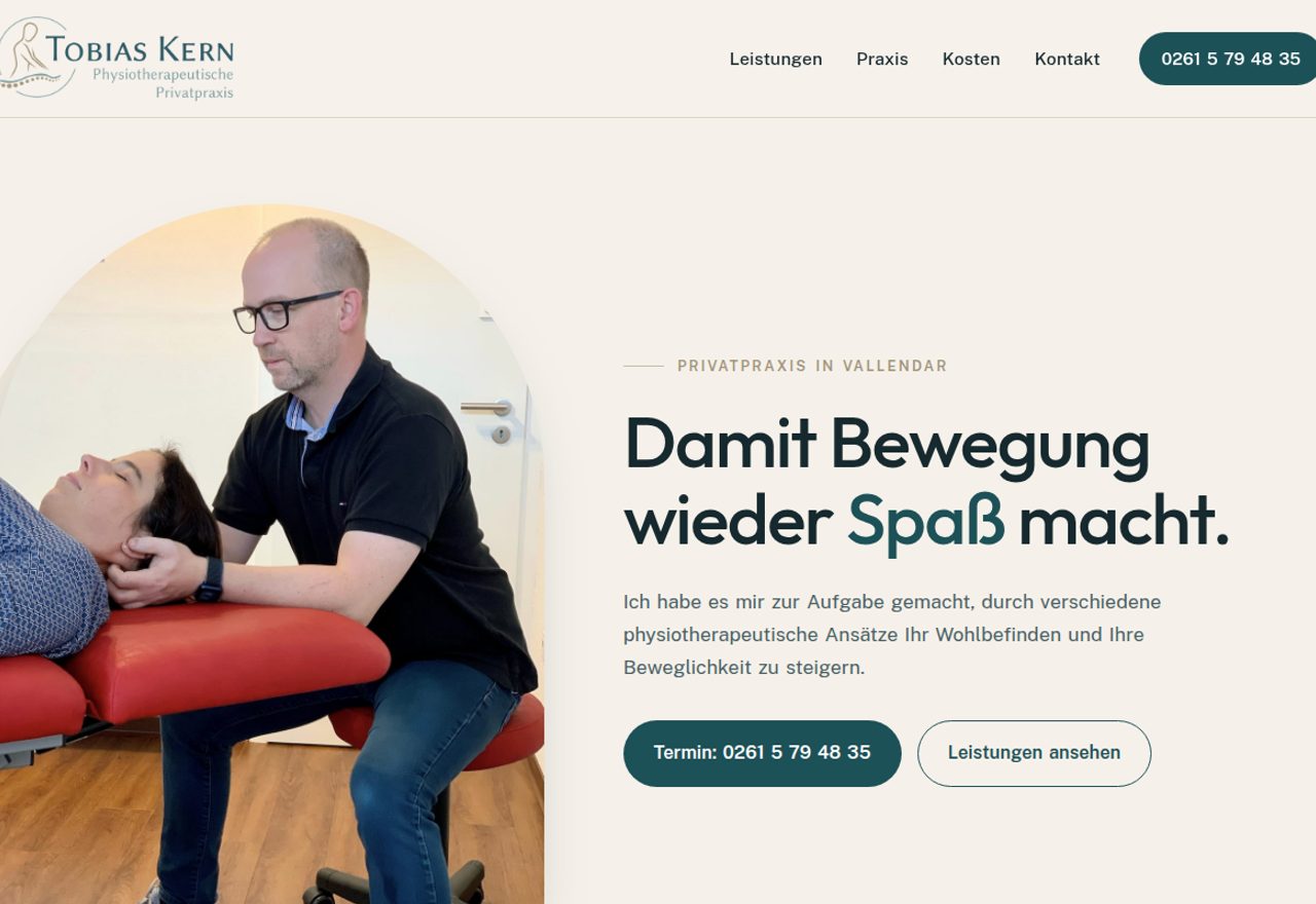 Beispiel Website Physiotherapie